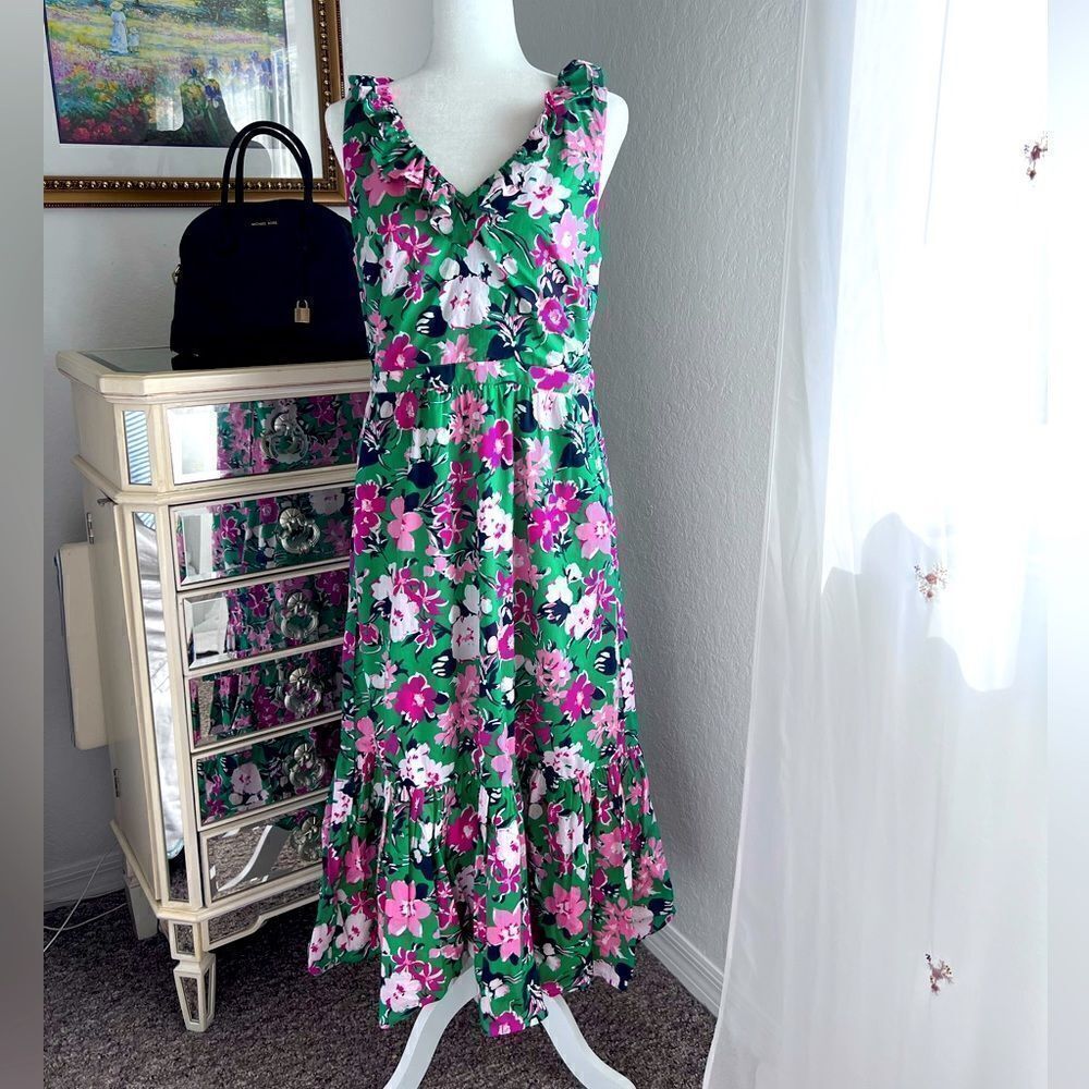 J.Crew ruffled floral midi dress